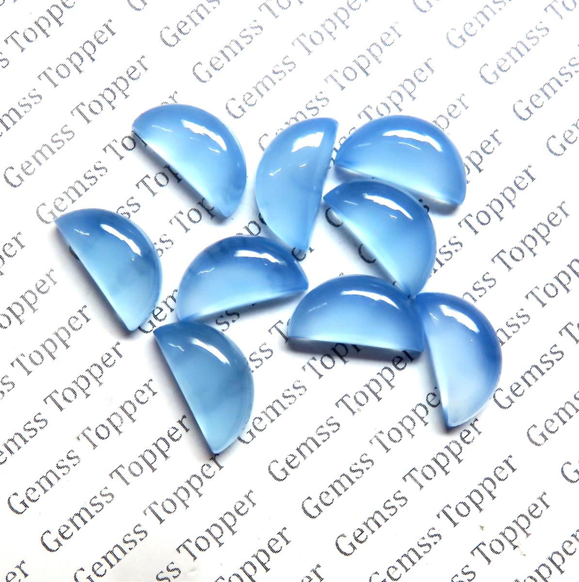 Turkish Blue Chalcedony 6x12 mm D Shape Cabochon